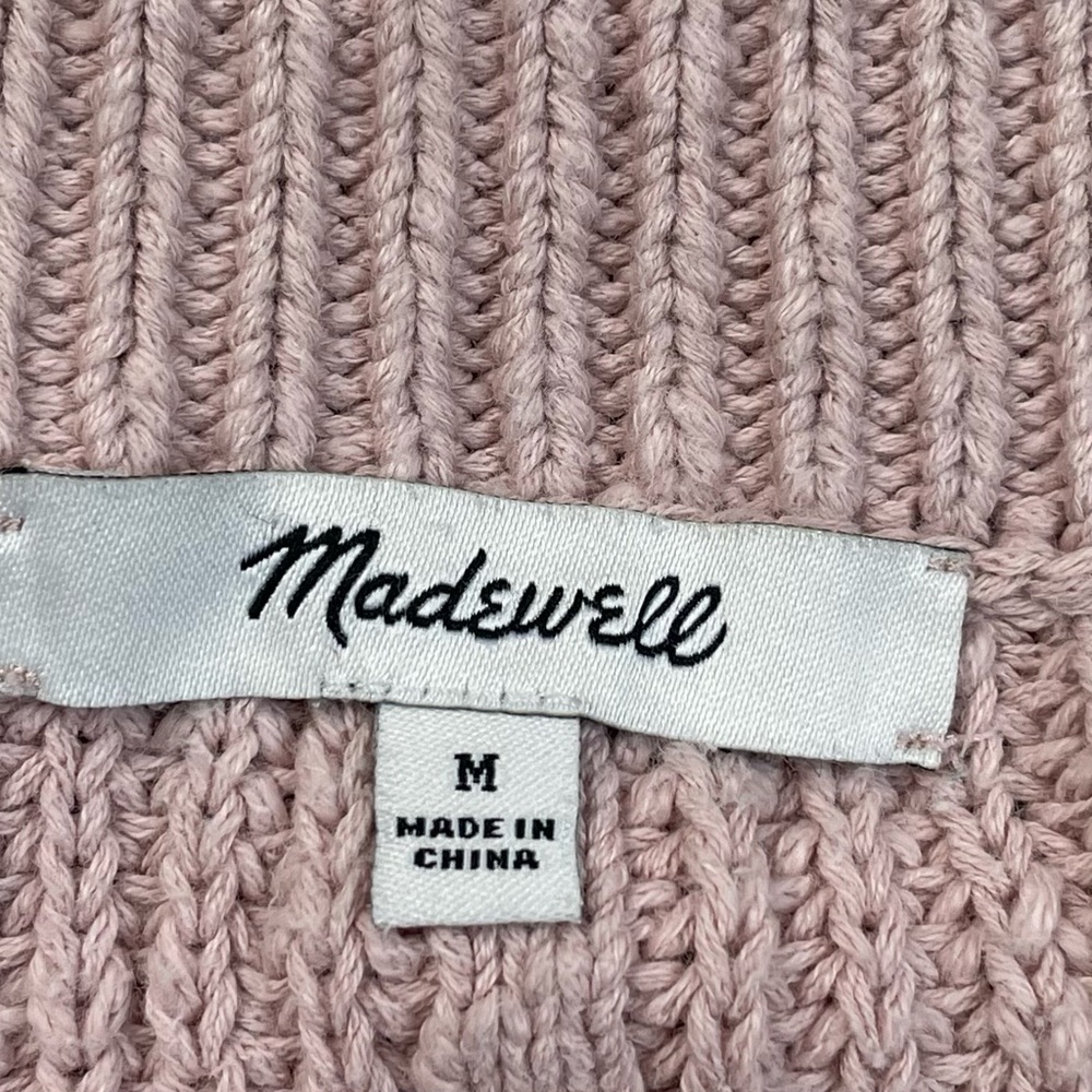 Madewell Chunky Cable Knit cardigan sweater pink preppy boxy medium - Picture 3 of 10